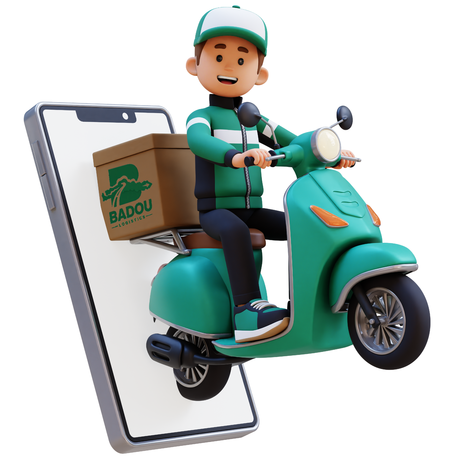 3D BADOU delivery rider on a scooter